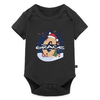 Nom de grâce génial w chapeau de père Noël dans le thème de Noël - Body à manches courtes Premium Bébé - noir - Devant