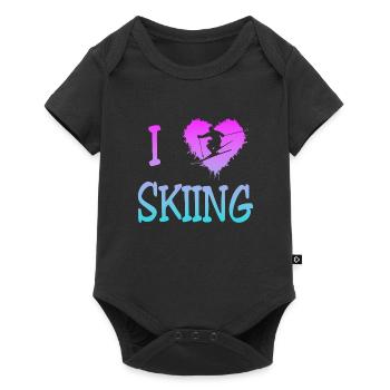 Skiing - Ski - Baby Premium Kurzarmbody - Schwarz - Vorne