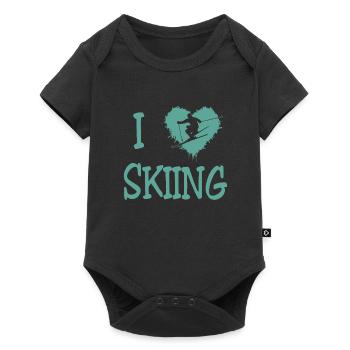 Ski fahren - Skiing - Ski - Baby Premium Kurzarmbody - Schwarz - Vorne