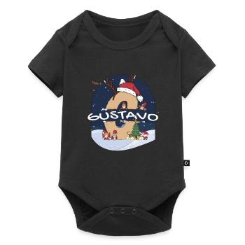 Impressionnant nom de Gustavo w chapeau de père Noël dans le thème de Noël - Body à manches courtes Premium Bébé - noir - Devant