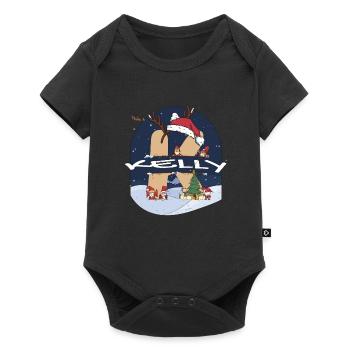 Awesome Kelly Name w Santa Hat in Xmas Theme - Baby Premium short-sleeve bodysuit - black - Front