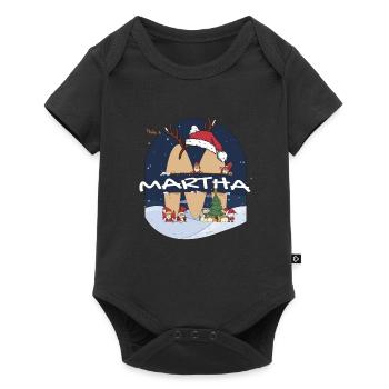 Awesome Martha Name mit Weihnachtsmütze im Weihnachtsthema - Baby Premium Kurzarmbody - Schwarz - Vorne