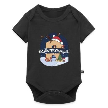 Impressionnant nom de Rafael w chapeau de père Noël dans le thème de Noël - Body à manches courtes Premium Bébé - noir - Devant