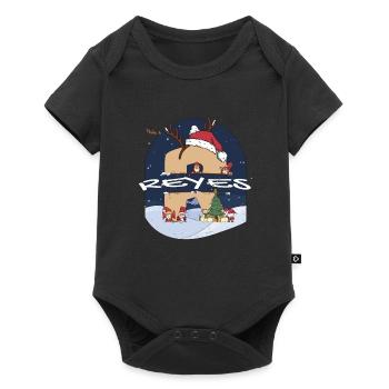 Awesome Reyes Name mit Weihnachtsmütze im Weihnachtsthema - Baby Premium Kurzarmbody - Schwarz - Vorne