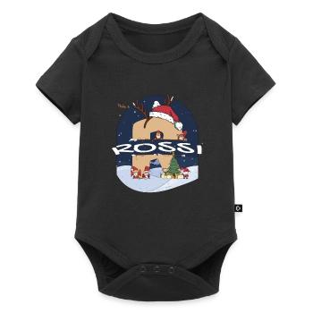 Impressionnant nom de Rossi w chapeau de père Noël dans le thème de Noël - Body à manches courtes Premium Bébé - noir - Devant