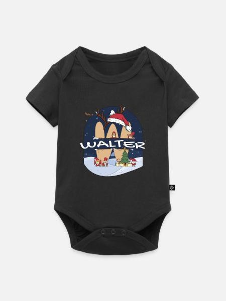 Toller Walter-Name mit Weihnachtsmütze im Weihnachtsthema - Baby Premium Kurzarmbody - Schwarz