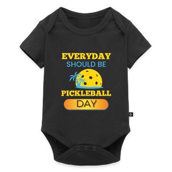 Un design sportif tous les jours devrait être le jour du pickleball - Body à manches courtes Premium Bébé - noir - Devant