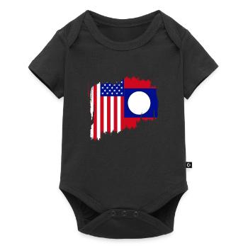 Drapeau semi-américain américain du Laos - Body à manches courtes Premium Bébé - noir - Devant