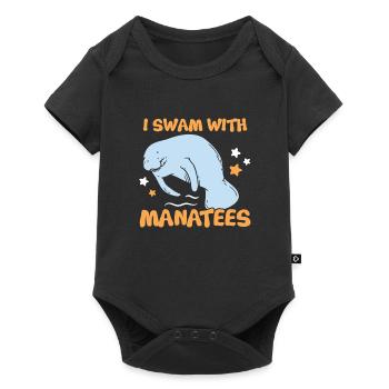 J’ai nagé avec des lamantins, des animaux aquatiques, des lamantins - Body à manches courtes Premium Bébé - noir - Devant