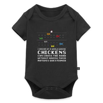 Ich träume von einer Welt, in der Hühner die - Baby Premium Kurzarmbody - Schwarz - Vorne