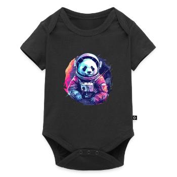 Panda Astronaut - Bamboo Rocket Adventures - Baby Premium Kurzarmbody - Schwarz - Vorne