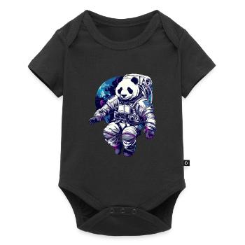 Panda Astronaut - Bamboo Rocket Adventures - Baby Premium Kurzarmbody - Schwarz - Vorne