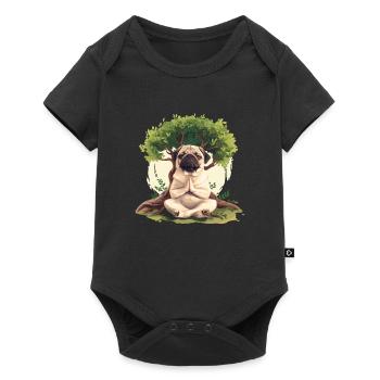 Pug Meditates Lotus Tree of Life Meditation - Baby Premium short-sleeve bodysuit - black - Front