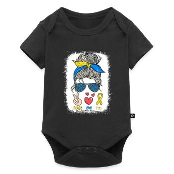Peace Love Down Syndrome Awareness T21 Rock Your - Baby Premium short-sleeve bodysuit - black - Front