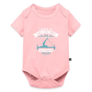 Laissez tout sur le motif Reformer Pilates - Body à manches courtes Premium Bébé - rose - Devant