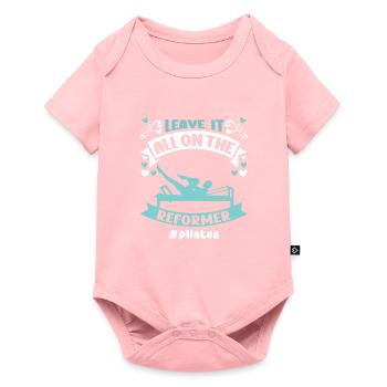 Laissez tout sur le motif Reformer Pilates - Body à manches courtes Premium Bébé - rose - Devant