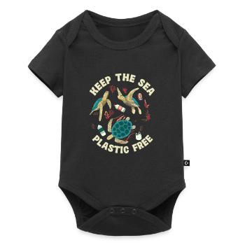 Gardez la mer sans plastique tortue Motif - Body à manches courtes Premium Bébé - noir - Devant