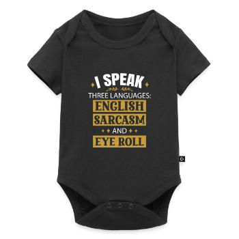 Sarcasme anglais et Motif de roulement des yeux - Body à manches courtes Premium Bébé - noir - Devant