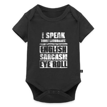 Sarcasme anglais et Motif de roulement des yeux - Body à manches courtes Premium Bébé - noir - Devant
