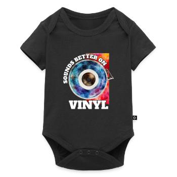 Sounds better on vinyl retro music lovers - Baby Premium short-sleeve bodysuit - black - Front