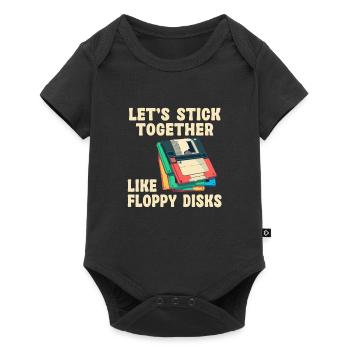 Lass Uns Zusammenhalten Wie Floppy Disks - Baby Premium Kurzarmbody - Schwarz - Vorne