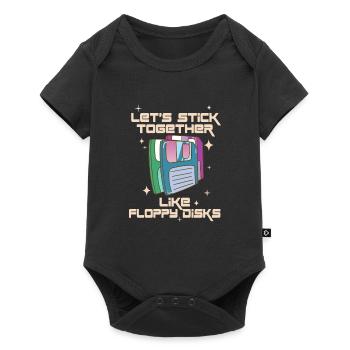 Lass Uns Zusammenhalten Wie Floppy Disks - Baby Premium Kurzarmbody - Schwarz - Vorne