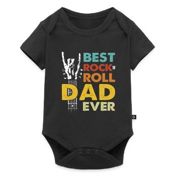 Meilleur papa de tous les temps avec guitare, musique rock et thème du crâne - Body à manches courtes Premium Bébé - noir - Devant