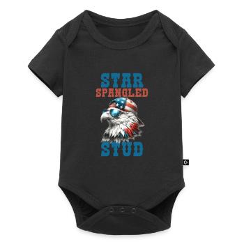 Star Spangled Stud Friedenszeichen USA Flagge - Baby Premium Kurzarmbody - Schwarz - Vorne