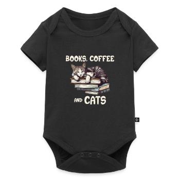 Books, Coffee And Cats - Perfect Day For - Baby Premium short-sleeve bodysuit - black - Front