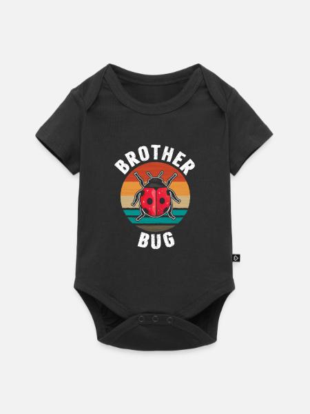Brother Bug Retro Marienkäfer - Baby Premium Kurzarmbody - Schwarz