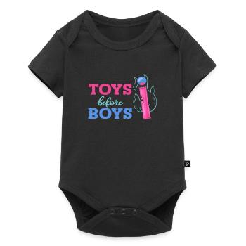 Toys Before Boys Funny Saying - Baby Premium short-sleeve bodysuit - black - Front