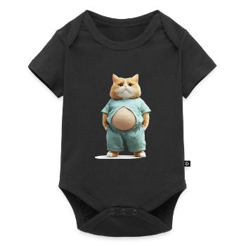 Funny fat cat in comfortable clothes - Baby Premium short-sleeve bodysuit - black - Front