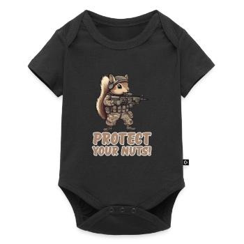 Beschütze Deine Nüsse Ninja Eichhörnchen - Baby Premium Kurzarmbody - Schwarz - Vorne