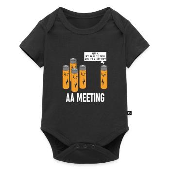 AA Meeting Funny Battery Cartoon Design - Baby Premium short-sleeve bodysuit - black - Front