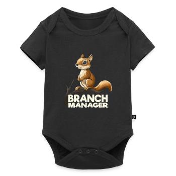 Lustiges Eichhörnchen Branch Manager Cartoon - Baby Premium Kurzarmbody - Schwarz - Vorne