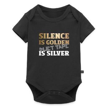 Silence Is Golden Duct Tape Is Silver Humor Spruch - Baby Premium short-sleeve bodysuit - black - Front