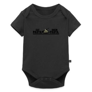 Eat Pasta Swim Fasta Lustiger Wassersport Slogan - Baby Premium Kurzarmbody - Schwarz - Vorne