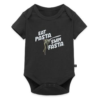 Eat Pasta Swim Fasta Lustiger Wassersport Slogan - Baby Premium Kurzarmbody - Schwarz - Vorne