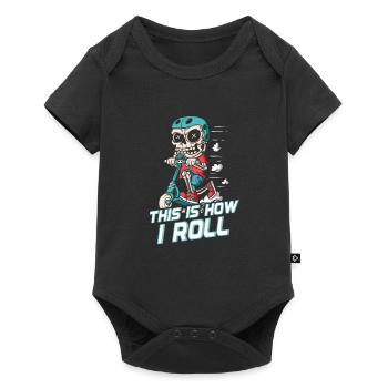 How I Roll: Skater Skeleton on Scooter - Baby Premium short-sleeve bodysuit - black - Front