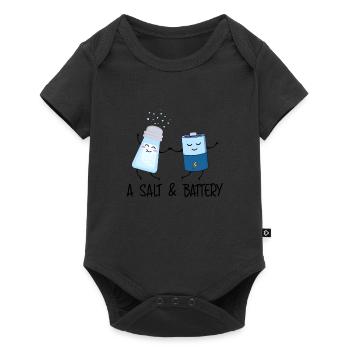 Un motif de dessin animé amusant Salt & Battery pour - Body à manches courtes Premium Bébé - noir - Devant