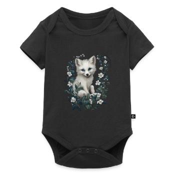 Renards arctiques mignons dans un cadre floral - Body à manches courtes Premium Bébé - noir - Devant