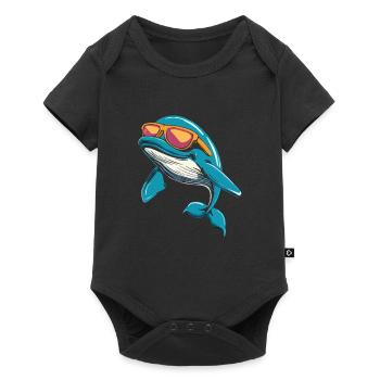 Cool whale with sunglasses in summer look for - Baby Premium short-sleeve bodysuit - black - Front