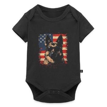 Lunettes de soleil cool de berger allemand, drapeau des États-Unis - Body à manches courtes Premium Bébé - noir - Devant