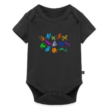 Bunte Reptilien Sammlung Chamäleon Echse Geckos - Baby Premium Kurzarmbody - Schwarz - Vorne