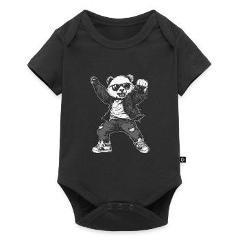 Panda dansant cool avec lunettes de soleil et veste - Body à manches courtes Premium Bébé - noir - Devant