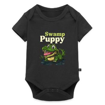 Swamp Puppy Funny Crocodile Cartoon Design - Baby Premium short-sleeve bodysuit - black - Front