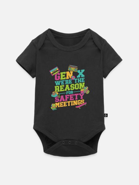 Gen X Wir Sind Der Grund Für Sicherheitsmeetings - Premium kortærmet baby-body  - sort