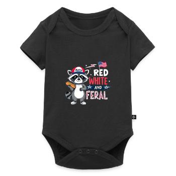 Red White And Feral Raccoon National Day - Baby Premium short-sleeve bodysuit - black - Front