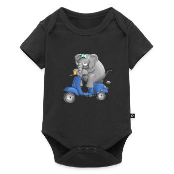 Motorroller Cartoon Comic - Baby Premium Kurzarmbody - Schwarz - Vorne
