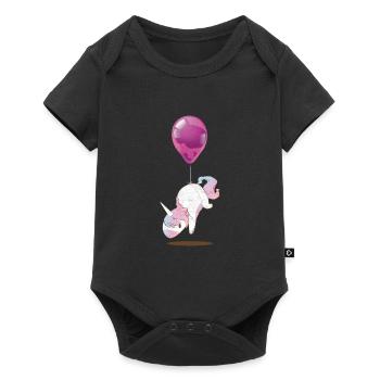 Cute unicorn balloon kids T-shirt - Baby Premium short-sleeve bodysuit - black - Front
